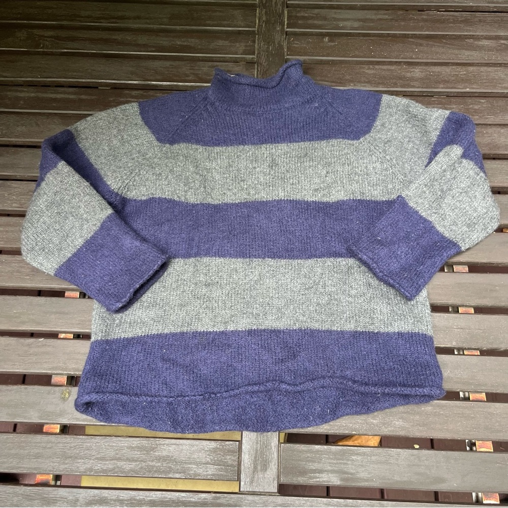 J. Crew Wool Striped Mock Neck Sweater (L)